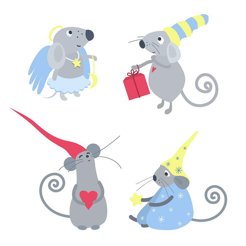 可爱的灰色老鼠在各种姿势图片下载
