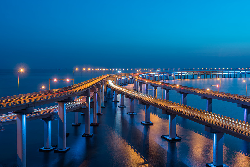 大连跨海大桥夜景图片素材
