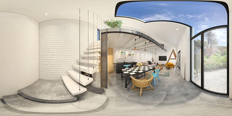 现代工作室公寓360等矩形全景室内图片下载