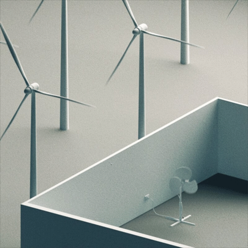 风扇驱动的风力涡轮机动画图片下载