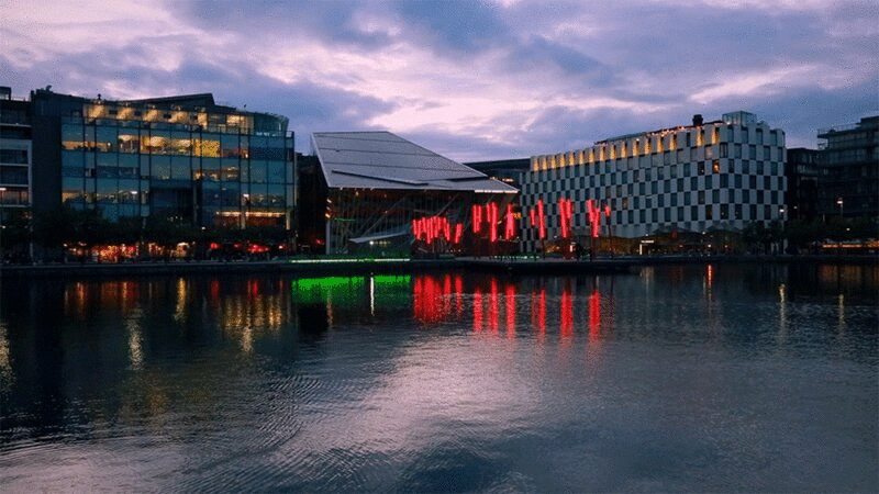 夜景，大运河，爱尔兰都柏林，图片下载