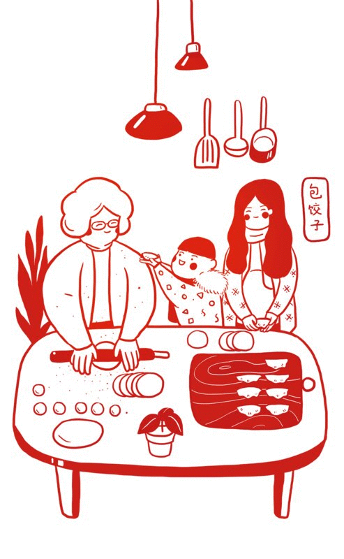 包饺子插画下载