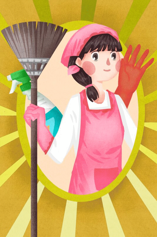 小清新可爱做家务的女性插画下载