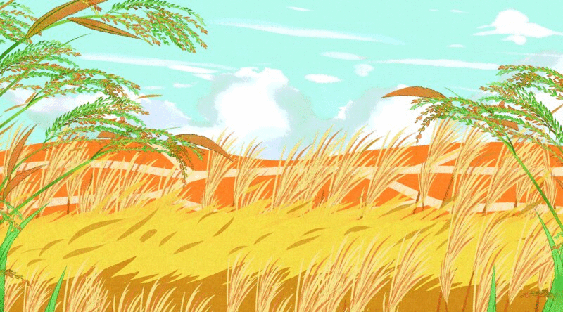 黄色的麦田风景插画动图图片下载