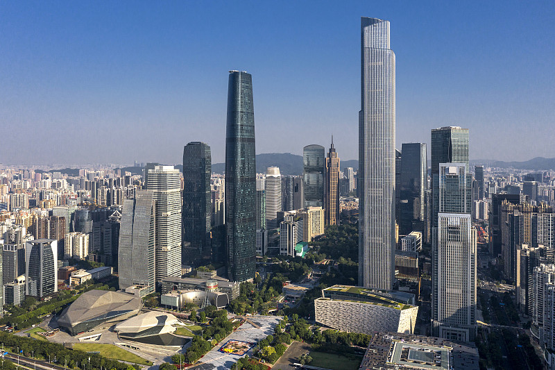 广州市 珠江新城 现代建筑群 航拍图片素材
