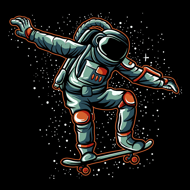 宇航员滑板在银河艺术图片素材