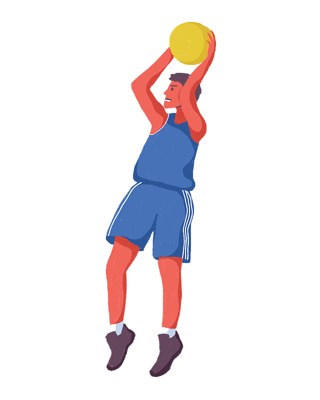 篮球运动中投篮动作的手绘插画图片