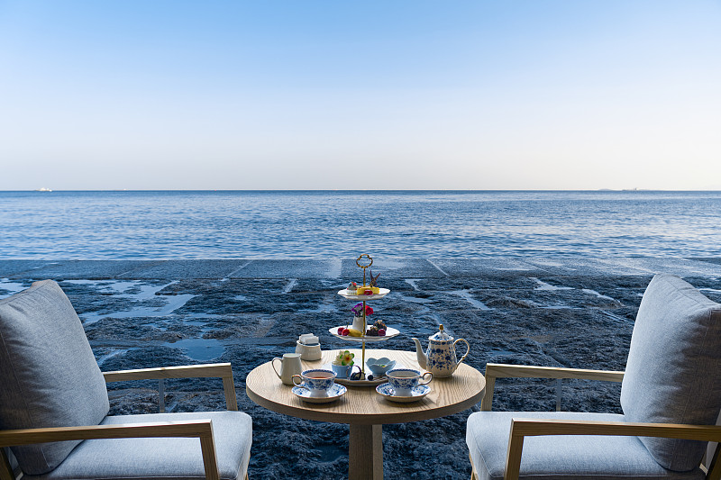 海边露下午茶餐厅图片素材