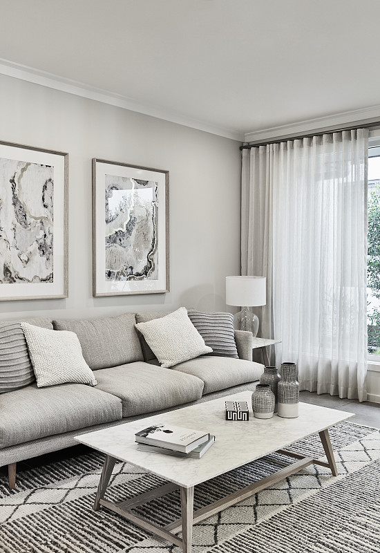 灰色和白色的现代客厅图片素材