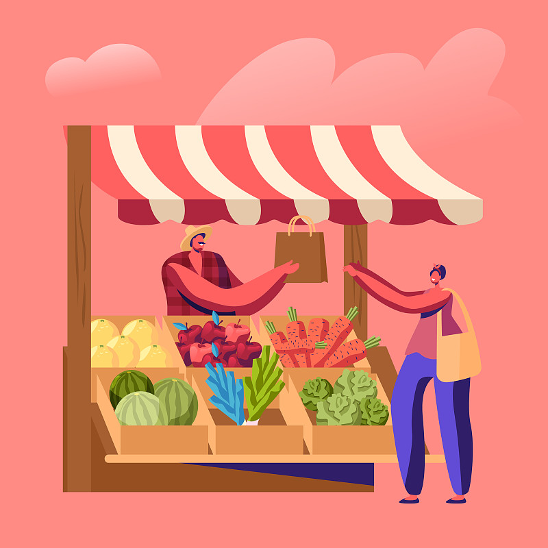 农民出售新鲜的水果和蔬菜产品图片素材