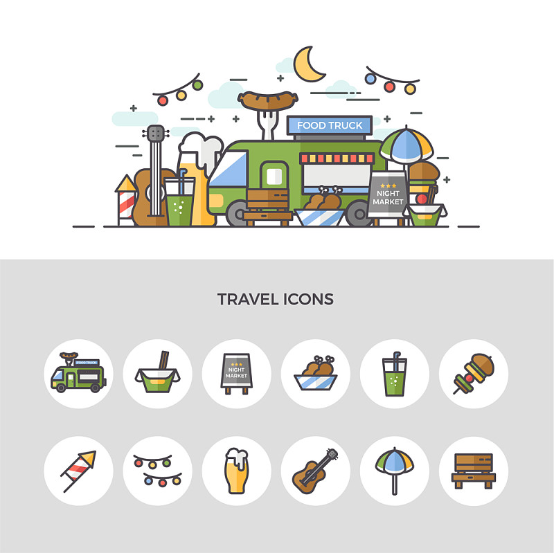 餐车主题旅行矢量图标下载