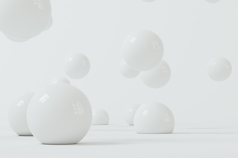 大量弹性的小球与白色背景 3D渲染图片下载