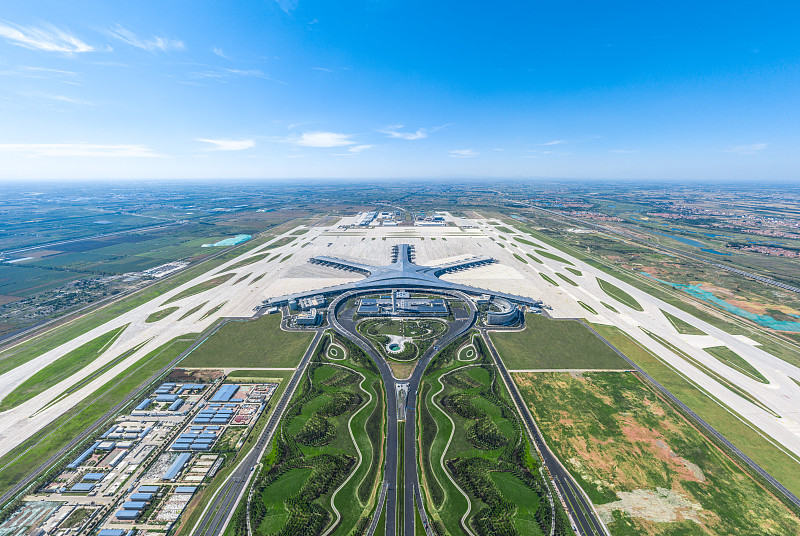 山东青岛胶东国际机场航拍全景图片素材