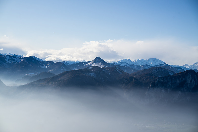 风景雪山对天空，蒙西，奥地利图片素材