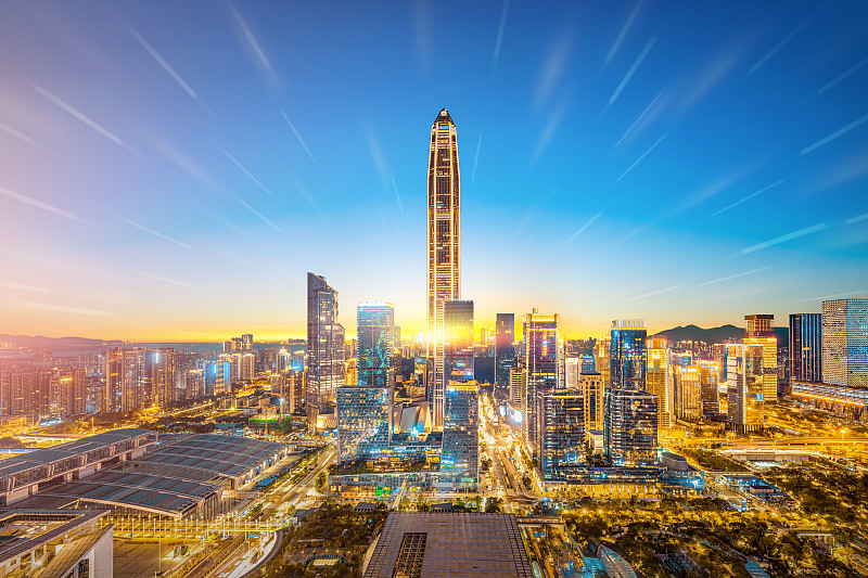 深圳都市风光城市天际线建筑科技聚焦光效图片下载