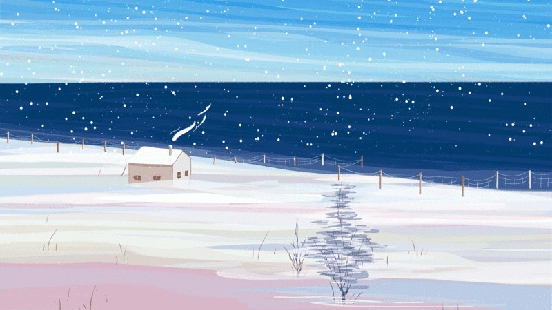 大雪纷分海边的冬天GIF动图图片下载