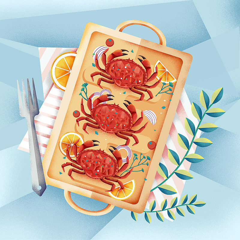 螃蟹美食插画图片