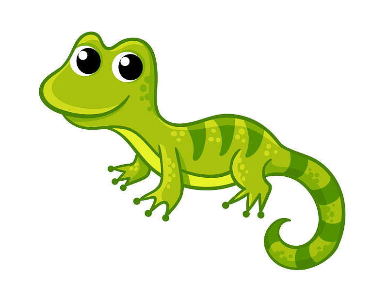 卡通风格的有趣的绿色小蜥蜴图片