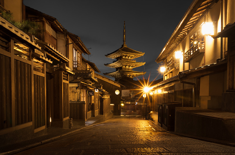 日本京都八坂塔夜景图片下载