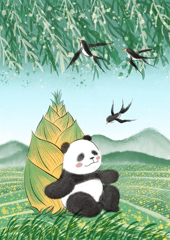 熊猫春笋图片素材