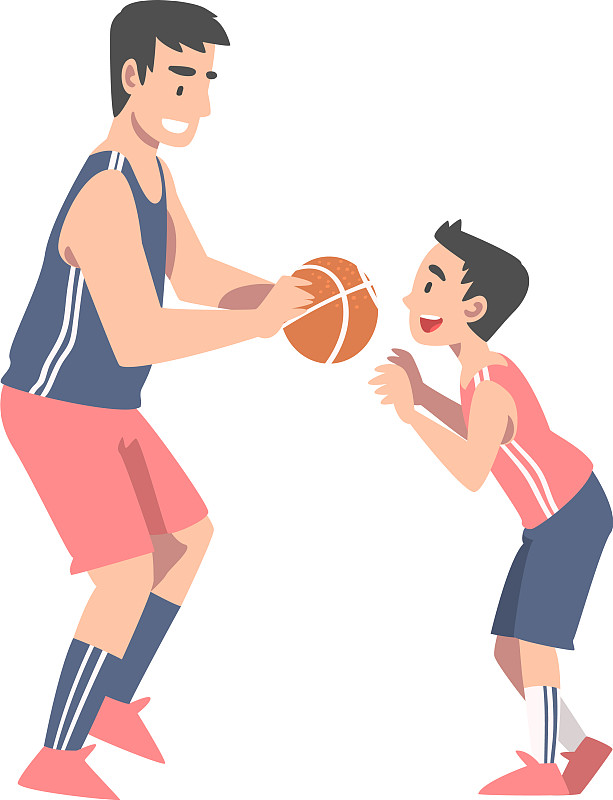 爸爸和儿子打篮球快乐的爸爸和图片素材