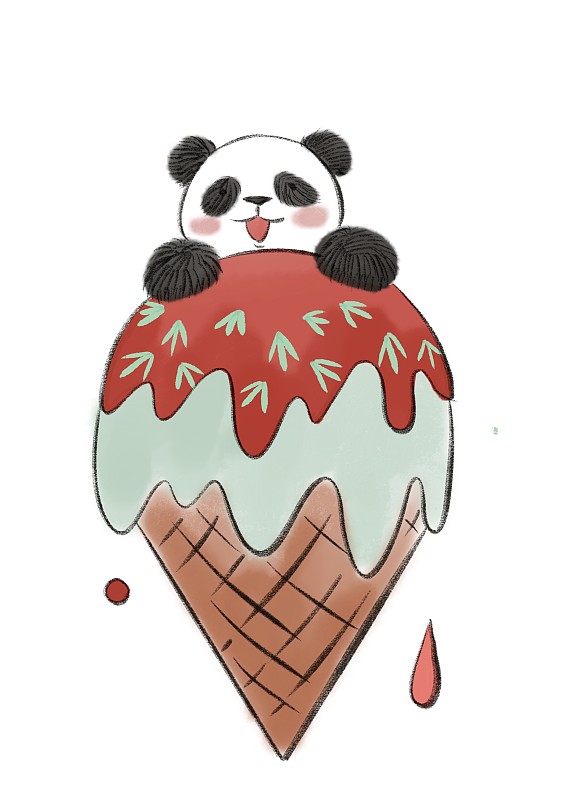 熊猫冰淇淋图片素材