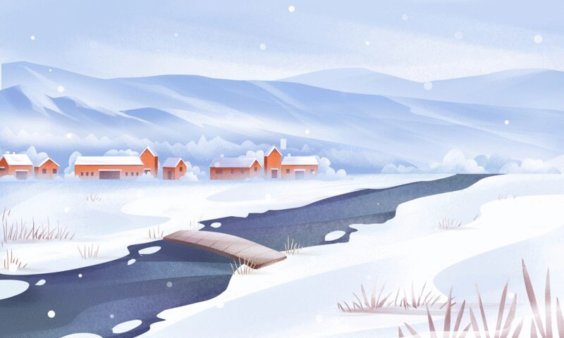 冬天的乡村风景插画下载