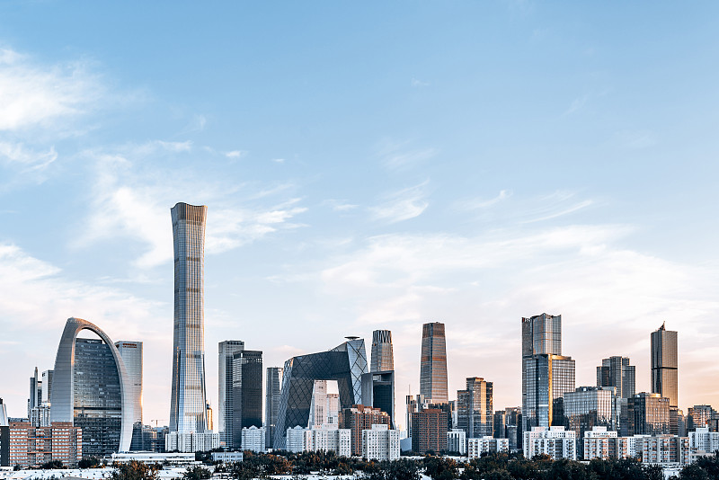 中国北京国贸CBD建筑群高视角风光图片下载