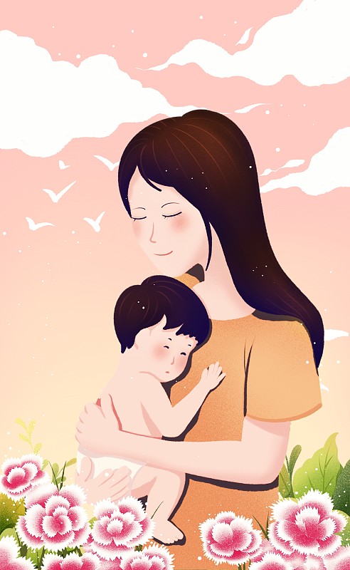 母婴节日插画图片