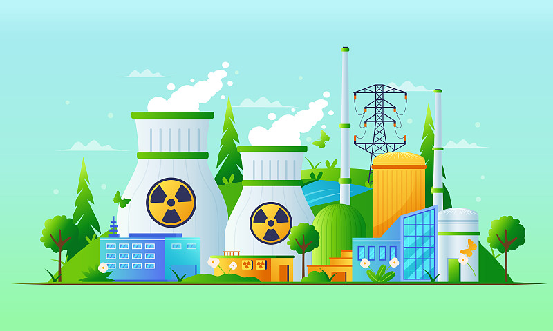 新能源核聚变工厂背景是绿水青山图片下载