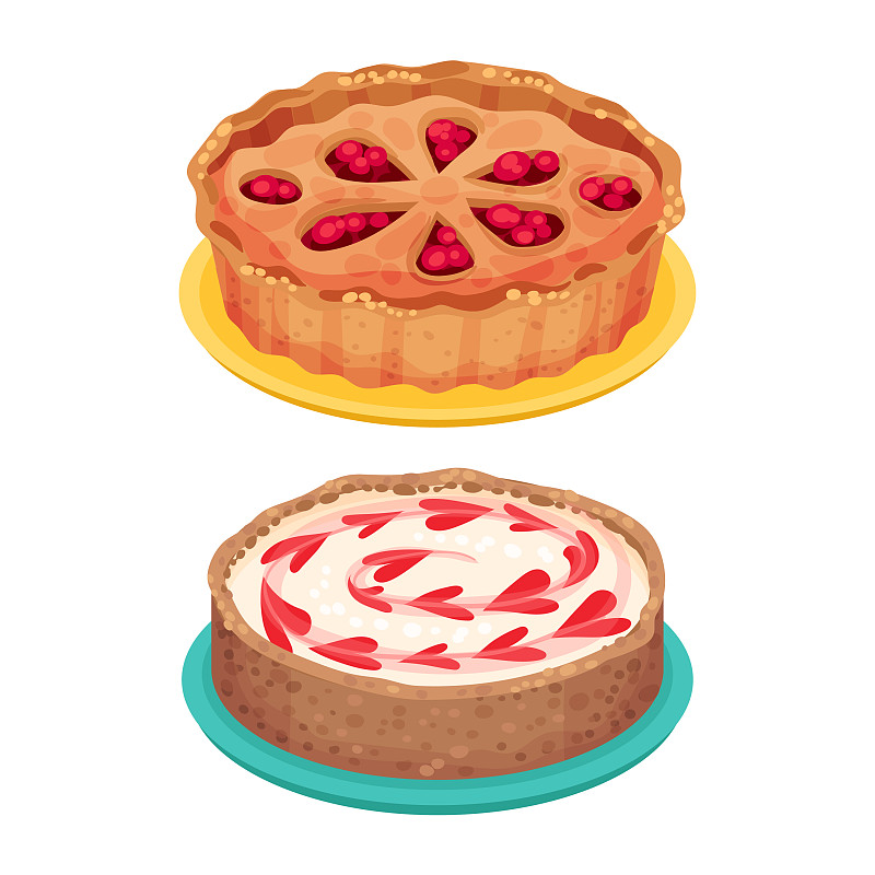 甜甜的自制馅饼和蛋挞美味可口插画图片