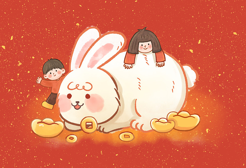 春节兔年可爱兔子插画下载