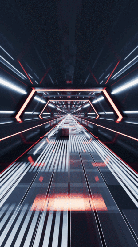 红色未来感科技隧道3D渲染图片下载