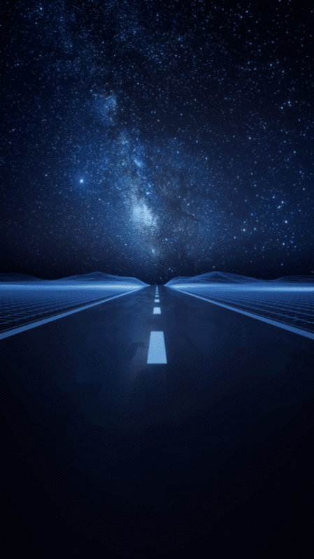 夜晚的道路与星空背景3D渲染图片下载