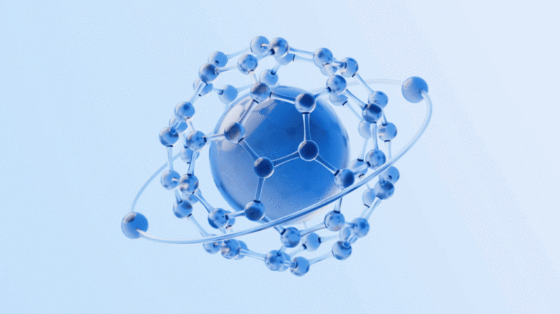 蓝色玻璃材质分子结构3D渲染图片下载