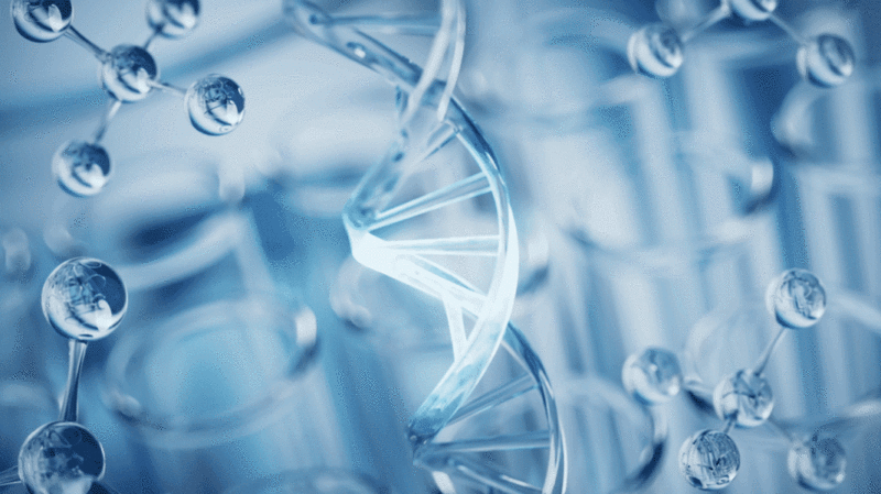 DNA与生物实验室化学分子3D渲染插画下载