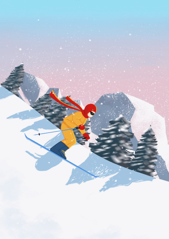 滑雪插画下载