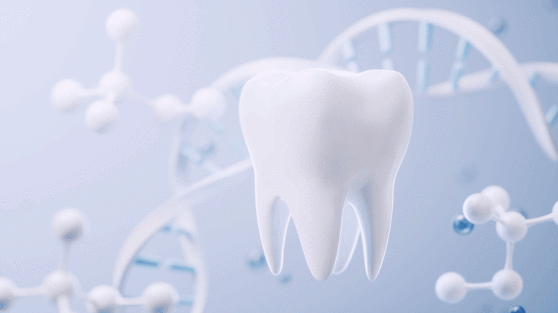 牙齿与生物科技背景3D渲染插画下载