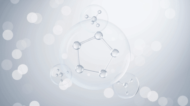 透明分子与白色背景3D渲染插画下载