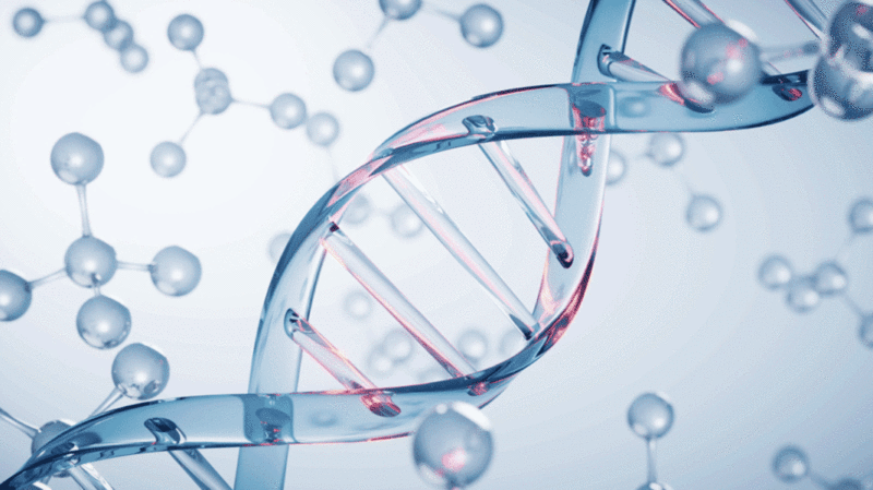 旋转的DNA与生物科技概念3D渲染插画下载