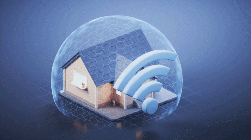 房屋与网络概念3D渲染插画下载