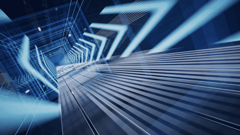 霓虹线条建筑空间动态模糊隧道3D渲染图片下载