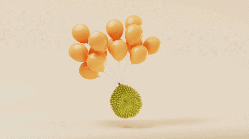 气球与水果榴莲循环动画3D渲染图片下载