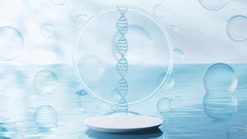 水面上的DNA三维渲染插画下载