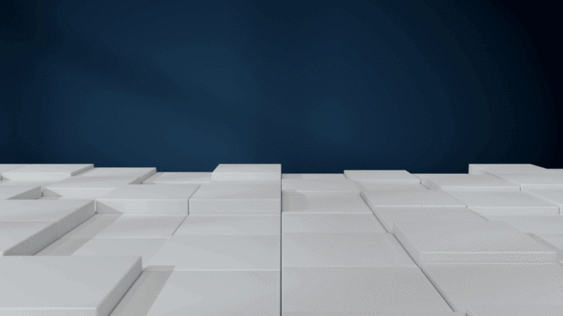 白色起伏的方块地面与蓝色墙面3D渲染插画下载