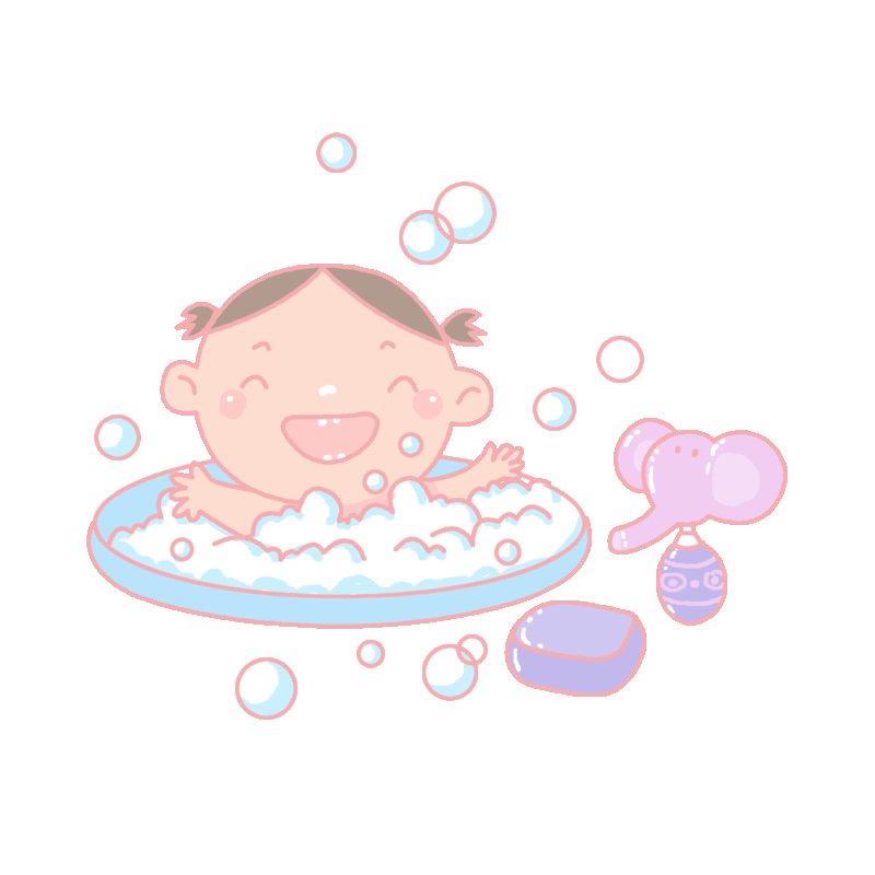 可爱的宝宝在开心的洗澡插画动图图片下载