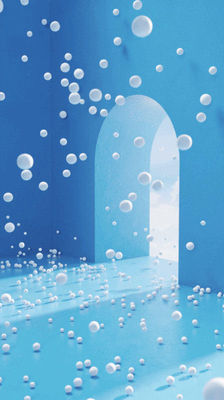 创意蓝色空间与白色球体3D渲染插画下载