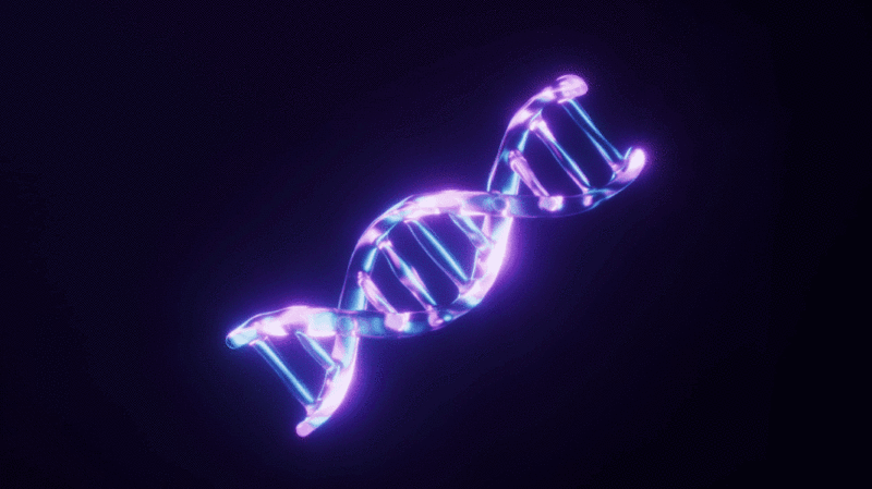 生物DNA与霓虹灯光效果循环动画3D渲染插画下载