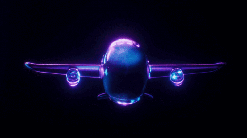 飞机与霓虹灯光效果循环动画3D渲染图片下载
