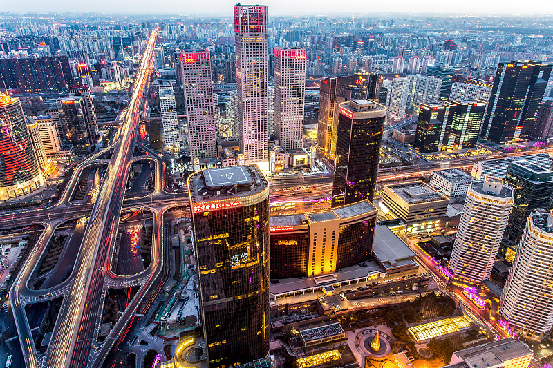 高清北京国贸CBD夜景图片素材
